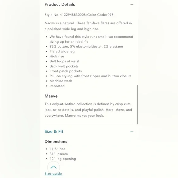 NWT Anthropologie The Naomi High-Rise Wide-Leg Jeans by Maeve size 28 petite - Picture 4 of 14